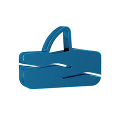 Blue Shark fin in ocean wave icon isolated on transparent background.