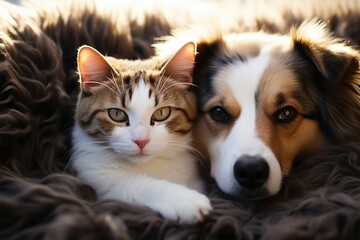 cat and dog together Animal friendship