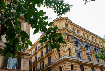 Buildings in Naples in summer, on a sunny day, Italy