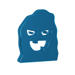 Blue Funny and scary ghost mask for Halloween icon isolated on transparent background. Happy Halloween party.