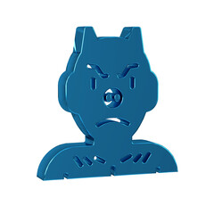 Blue Krampus, heck icon isolated on transparent background. Horned devil. Traditional Christmas devil. Happy Halloween party.