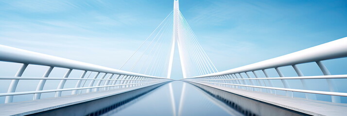 Fototapeta na wymiar minimalistic architectural backdrop capturing the essence of simplicity through the uncluttered lines and forms of a modern bridge against the sky.
