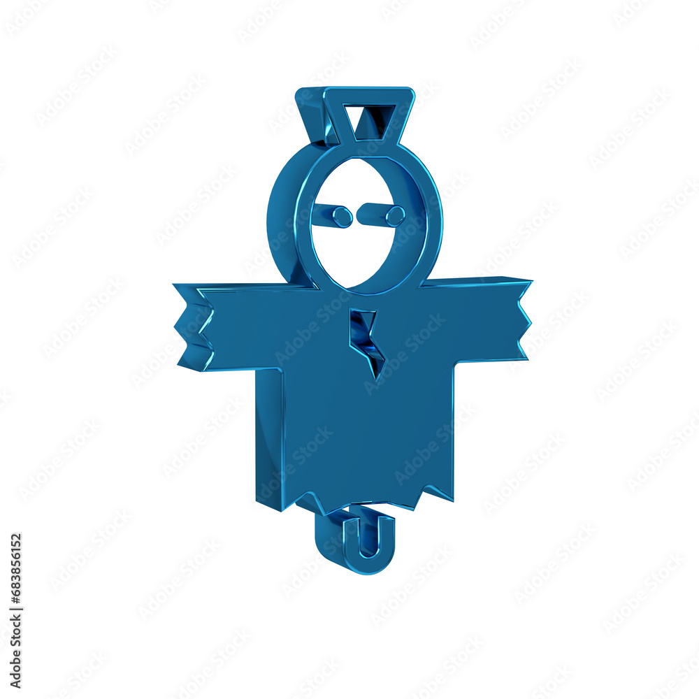 Poster blue scarecrow icon isolated on transparent background. happy halloween party.