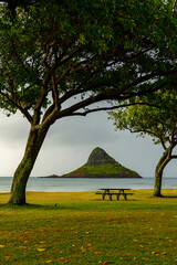 Photograph of Chinaman's Hat at Kualoa Park Oahu, Hawaii. - obrazy, fototapety, plakaty