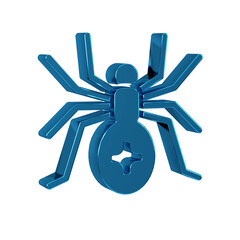 Blue Spider icon isolated on transparent background. Happy Halloween party.