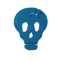 Blue Skull icon isolated on transparent background. Happy Halloween party.