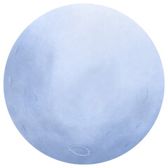 Hand drawn blue full moon png illustration .
