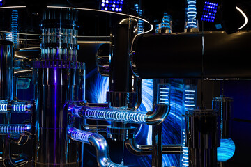 Model of a nuclear reactor to demonstrate the creation of energy from radioactive particles