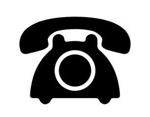 Ikona starego telefonu analogowego na białym tle - obrazy, fototapety, plakaty