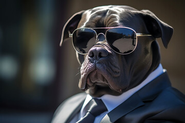 cane corso in the street, AI generated - obrazy, fototapety, plakaty