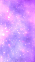 Soft pink lilac lavender purple watercolor gradient vertical background 8K 9:16. Splash of paint, white dots. Ethereal pastel backdrop for social media. Burst of shiny particles, rays, bokeh texture