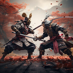 Fototapeta premium ninja warrior, samurai battle fight 