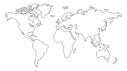Fototapeta na wymiar vector hand drawn outline of a world map. Continents drawing