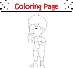little boy coughing coloring page 