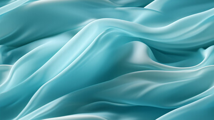 Obraz premium Sheer turquoise and white material shimmering in the light, featuring diagonal creases across its surface.
