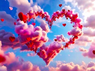  colorful valentine day heart in the sky