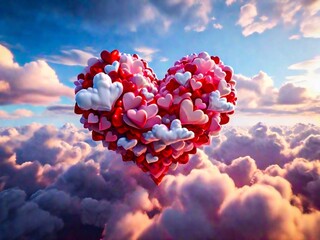 clear blue sky and fluffy white cloud beautiful colorful valentine day