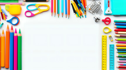 school stationery isolated on white background. Generative AI