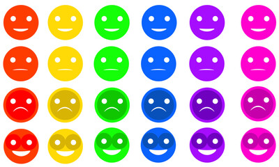 Iconic illustration of satisfaction level. Range to assess the emotions of your content. Feedback in form of emotions. User experience. Customer feedback. Excellent, good, normal, bad, awful.