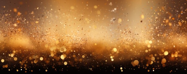 Glittering gold background for celebration. Confetti and fireworks on the background. Generative AI.