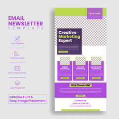 Editable corporate email newsletter template for business email marketing landing page, web page header template design