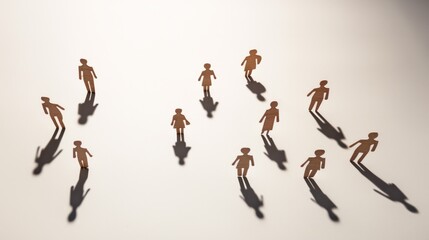 A diverse group of paper people standing in front of a white background.