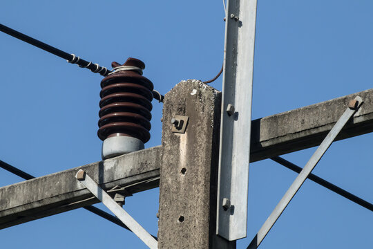 Closeup Eletricity line and electricity post
