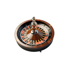 Naklejka premium A casino roulette wheel on a transparent background in the style of dark brown wooden
