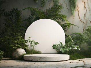Sleek 3D Render of a Luxurious White Marble Base - Impeccable Design Details Generative AI