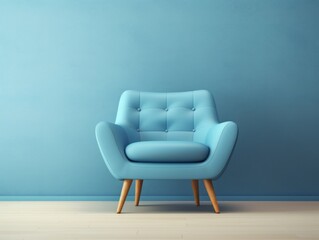 Stunning Azure Armchair with Elegant Wooden Legs - A Stylish Addition to Any Home Generative AI