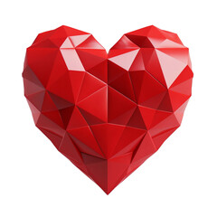 3d red heart geometric abstract background
