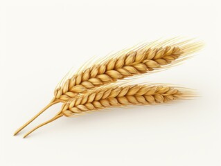 Discover the Beauty of a Single Wheat Ear - Nature's Golden Jewel on a White Canvas Generative AI
