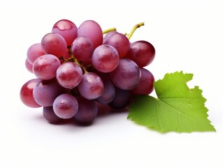 Unveiling Nature's Beauty: Lush Red Grapes Nestled Next to a Leaf Generative AI