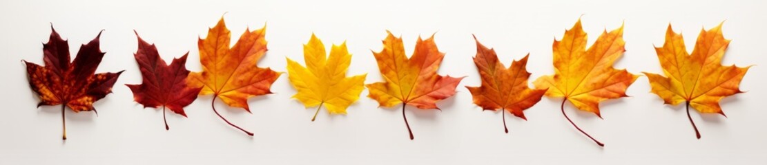 Fototapeta premium Explore the Stunning Spectrum of Maple Leaves: Nature's Color Palette Revealed! Generative AI