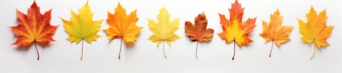 Vibrant Spectrum: Captivating Array of Autumn's Multicolored Maple Leaves Generative AI