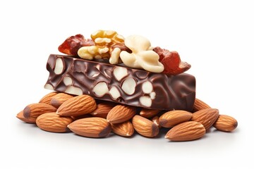 Indulge in Decadent Chocolate Almond Nut Bar - Perfect Healthy Snack! Generative AI
