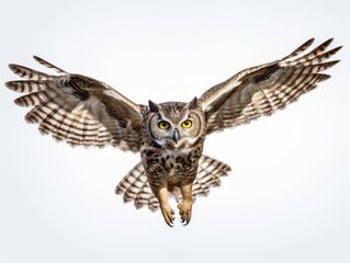 Captivating Snapshot: Majestic Owl Soaring Over Pristine White - Discover Its Hidden Wonders Generative AI