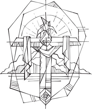 Christian religious cross and symbols illustration