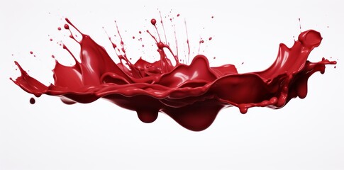 Stunning Contrast: The Bold Impact of Red Paint Splash on Pure White Canvas Generative AI