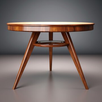 Exquisite Craftsmanship: Vintage Round Wooden Table with Intricate Leg Designs Generative AI