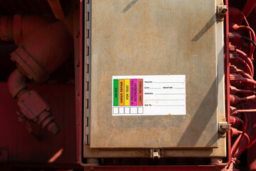 The safety lockout-tagout label using to isolate and verify status of the electric equipment during...