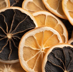 a close up of dried oranges