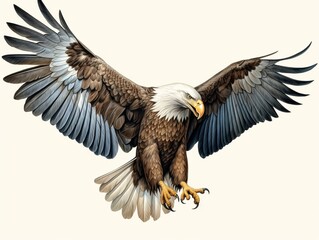 Fototapeta premium Majestic Wingspan: Stunning Close-Up of an American Bald Eagle Generative AI