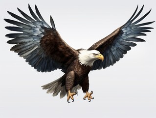 Obraz premium Stunning Display: American Bald Eagle Spreads Wings in Full Glory Generative AI