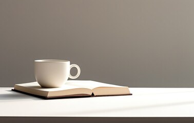 a coffee cup and book,