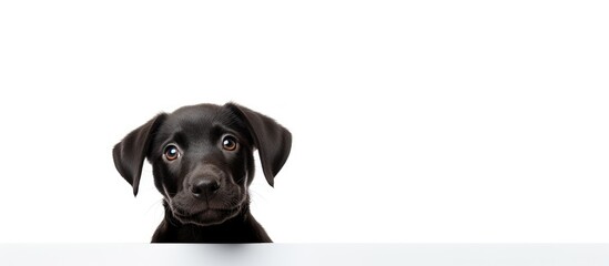 The happy black puppy's cute face was captured in a portrait, showcasing its funny and adorable antics, as it eagerly took its medicine for medical treatment; a true representation of a young, cute
