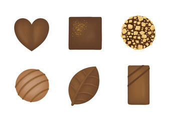 色々な種類のチョコレートのイラスト