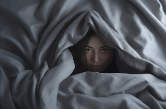 A Person Hiding Under A Blankets In A Bed