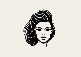 Minimalistic logo. Profile of a woman. Counterform