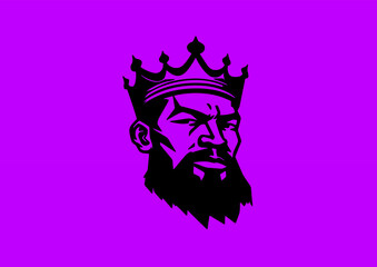 Minimalistic king logo. Comic. Brutality. Black